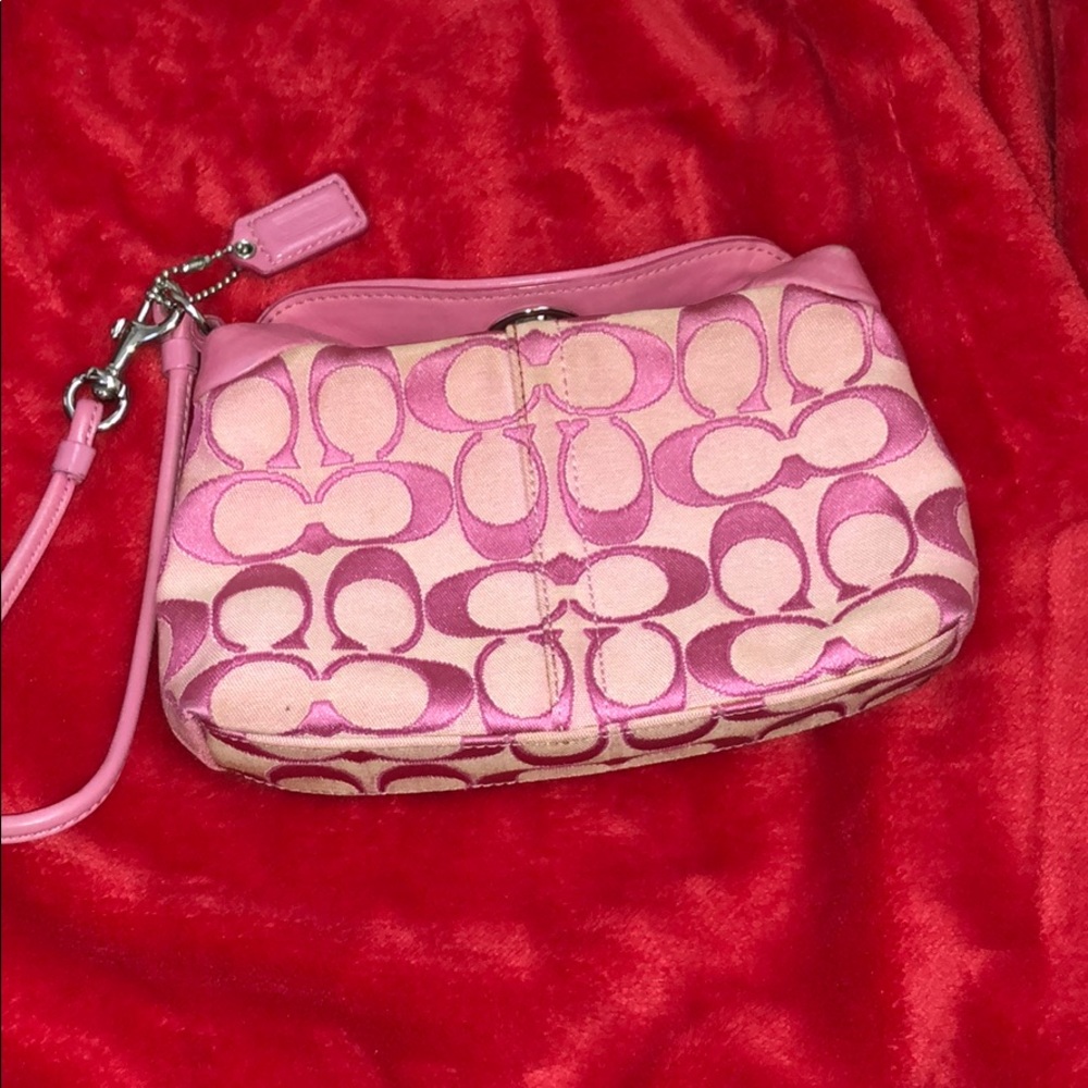 Pink coach wristlet pre loved